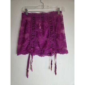 NWT Victoria Secret Purple Floral Lace Garter Lingerie size Medium